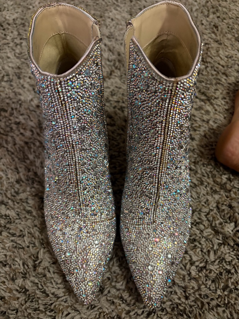 Betsy Johnson Glass Crystal Pointed-Toe Ankle Boots - Women